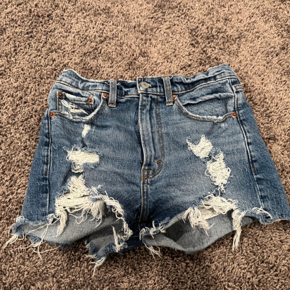 Abercrombie & Fitch frayed and distressed jean shorts